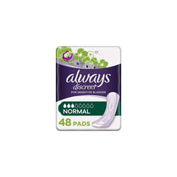 Always Discreet Incontinence Pads for Women, Normal, 48 Moderate Absorbency Pads