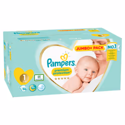 Pampers Premium Protection Size 1, Nappy x96, Monthly Saving, 2kg-5kg