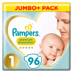 Pampers Premium Protection Size 1, Nappy x96, Monthly Saving, 2kg-5kg