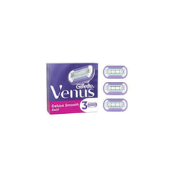 Venus Deluxe Smooth Swirl Razor Blades Women, Pack of 3 Razor Blade Refills, Lubrastrip with A Touch of Vitamin E, SkinCushion Helps Protect From