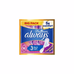 Always Platinum Night (Size 3) Sanitary Towels With Wings 16 Pads, Always Ultra's Best Comfort & Protection