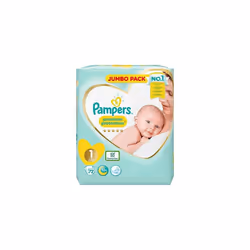 Pampers Premium Protection Softest Comfort Nappies Jumbo Pack Approved by British Skin Foundation, Size 1, Pack of 2 (72 x 2)