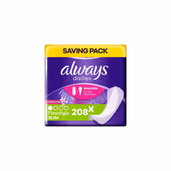 Always Dailies Panty Liners, Flexistyle, Slim, 208 Liners (26 x 8 Packs), SAVING PACK, Odour Neutraliser, Soft & Discreet