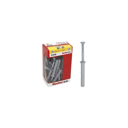 Fischer 508277 Long dowels to Knock N 8x60 Y, Hammer Fixing with pre-Mounted Nail for Full, semi-Filled and Concrete, 20 Pieces per Pack, Grey, 8X80