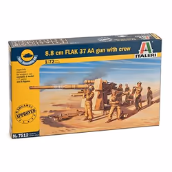 Italeri MI-7512, Engineering vehicle model, Assembly kit, 1:72, FLAK 37 AA Gun, Plastic, Second World War