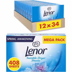 Lenor Fabric Tumble Dryer Sheets, 408 Sheets (34 x 12), Spring Awakening