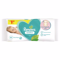 Pampers Sensitive Baby Wipes  x 52s (Pack of 12)
