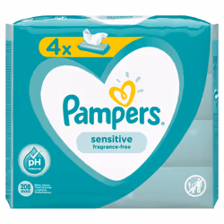Pampers Sensitive Baby Wipes 4 Packs = 208 Wipes