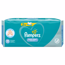 Pampers Fresh Clean Baby Wipes 2 Packs = 104 Wipes, Wet baby wipe, Dermatologically tested, Hypoallergenic