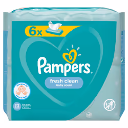 Pampers Fresh Clean Baby Wipes 6 Packs = 312 Wipes