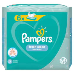 Pampers Fresh Clean Baby Wipes 6 Packs = 312 Wipes