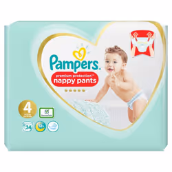 Pampers Pampers Premium Protection Nappy Pants Size 4 Essential Pack, 34 pk