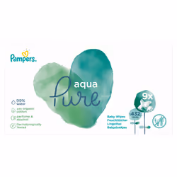Pampers Baby Wipes Aqua Pure 9 Packs = 432 Wipes