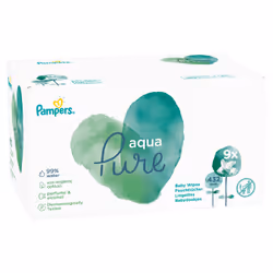 Pampers Baby Wipes Aqua Pure 9 Packs = 432 Wipes