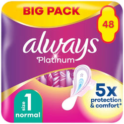 Always Platinum Normal (Size 1) Sanitary Towels with Wings 48 Pads