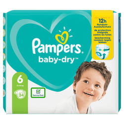Pampers Baby-Dry Size 6, 34 Nappies, Up To 12h Protection, 13-18kg