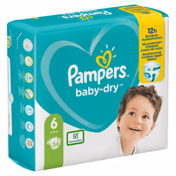 Pampers Baby-Dry Size 6, 34 Nappies, Up To 12h Protection, 13-18kg