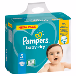 Pampers Baby-Dry Size 5, 76 Nappies, Up To 12h Protection, 11-16kg