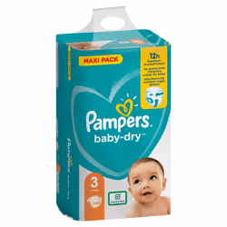 Pampers Baby-Dry Size 3, 128Nappies, Up To 12h Protection, 6-10kg
