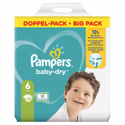 Pampers Baby-Dry Size 6, 54 Nappies, Up To 12h Protection, 13-18kg, Boy/Girl, Tape diaper, 13 kg, 18 kg, White, Velcro