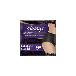 Always Discreet Boutique Underwear Incontinence Pants Plus Medium Black X 9,Â For Sensitive Bladder, Locks Away Odours, Wetness And Prevent Leaks