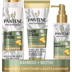 Pantene Grow Strong Shampoo and Hair Conditioner Sets with Biotin, Bamboo & Caffeine, Hair Loss Treatment Set with Hair Growt ...