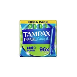 Tampax Compak Pearl Tampons, Super, with Plastic Applicator x 96
