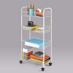 Metaltex Plastic Coated Pisa Rolling Cart, 4 Baskets - Additional view 2