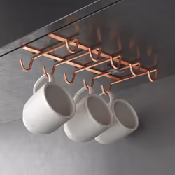 Metaltex 'My Mug' Undershelf Mug Holder, Polytherm Copper, 14 x 28 x 6 cm