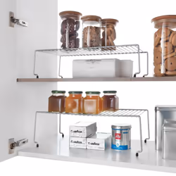 Metaltex 2x Stackable Storage Rack Sky Expandable Cupboard Shelf Pot Rack