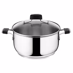 Lagostina 012895031826, Round, Stainless steel, Aluminium, Stainless steel, Black, Silicone, Non-slip grip, Soft touch
