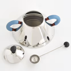 Alessi 9097 Sugar Bowl and Spoon in Stainless Steel, Blue