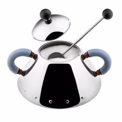 Alessi 9097 Sugar Bowl and Spoon in Stainless Steel, Blue - Additional view 6