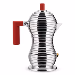 Alessi Pulcina, Moka pot, 0.15 L, Red, Stainless steel, Aluminium, 3 cups, Polyamide