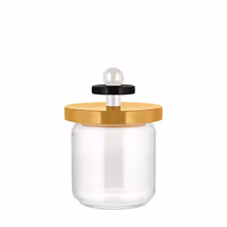 Alessi Mr. Sottsass I Suppose ES16 / 75 1- Design Hermetic Glass Jar with Beech Wood Lid, Yellow, Black and White