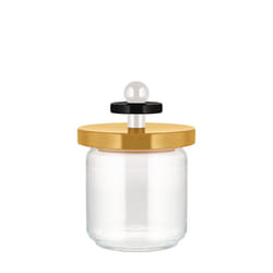 Alessi Mr. Sottsass I Suppose ES16 / 75 1- Design Hermetic Glass Jar with Beech Wood Lid, Yellow, Black and White