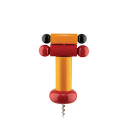 Alessi ES17 Corkscrew in beech-wood  yellow  red and black. Alessi 100 Values Collection.