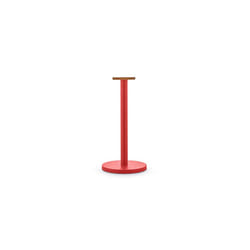 Mattina BG05 R - Design Kitchen Roll Holder, in Colored Steel with Epoxy Resin and Knob in Bamboo Wood, Red