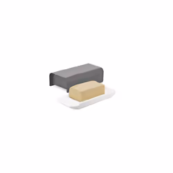Mattina BG04 DG - Design Porcelain Butter Dish with Lid in 18/10 Stainless Steel Colored with Epoxy Resin, Dark Gray