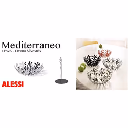 Alessi ESI01 / 21 Mediterraneo Fruit Holder in Stainless Steel Colored with Epoxy Resin, Silver, 21 cm