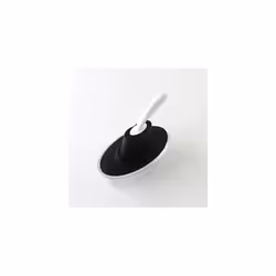 A Di Alessi Ship Shape Container with Small Spatula in 18/10 Stainless Steel and Thermoplastic Resin, Black