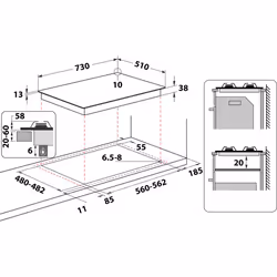 Whirlpool TGML 761 IX R Stainless steel Built-in 73 cm Gas 5 zone(s) - Additional view 6