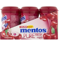 Mentos Sugar Free Chewing Gum Pure Fresh Cherry Bottle: 50 Pieces Per Bottle, Pack of 6