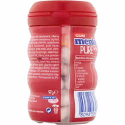 Mentos Sugar Free Chewing Gum Pure Fresh Cherry Bottle: 50 Pieces Per Bottle, Pack of 6