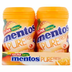 Mentos Gum Pure Fresh Assorted Flavours Bottles/Rolls Sugar Free Chewing Gum - Tropical 6 Bottles 50pcs