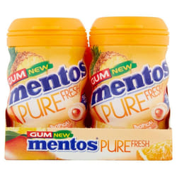 Mentos Gum Pure Fresh Assorted Flavours Bottles/Rolls Sugar Free Chewing Gum - Tropical 6 Bottles 50pcs