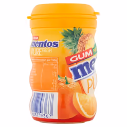 Mentos Gum Pure Fresh Assorted Flavours Bottles/Rolls Sugar Free Chewing Gum - Tropical 6 Bottles 50pcs