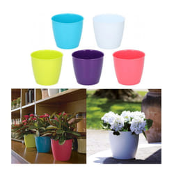 5 Small Coloured Plastic Plant Flower Pots Holder Planter Herb