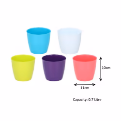 5 Small Coloured Plastic Plant Flower Pots Holder Planter Herb