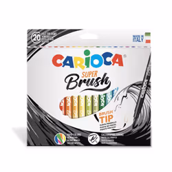 Carioca 42968, Multi, 20 colours, Multicolour, Brush tip, Multicolour, Round